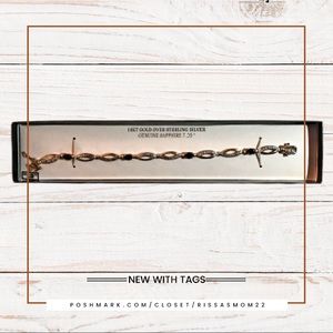 18K Gold Sterling Silver Sapphire Bracelet NIB